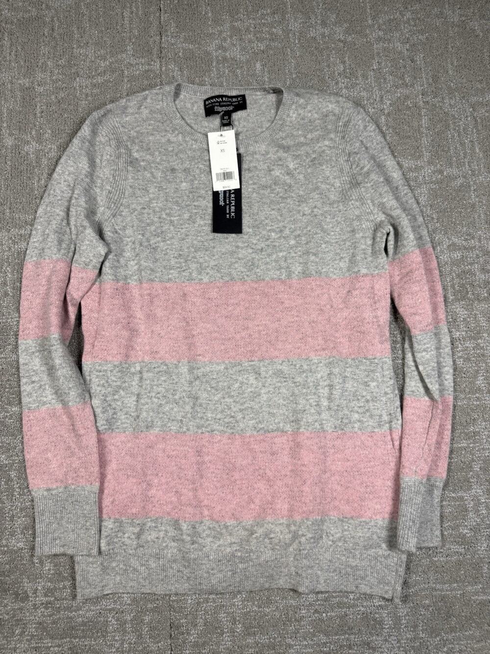 Banana Republic merino wool cashmere Filpucci pink and gray pullover sweater XS